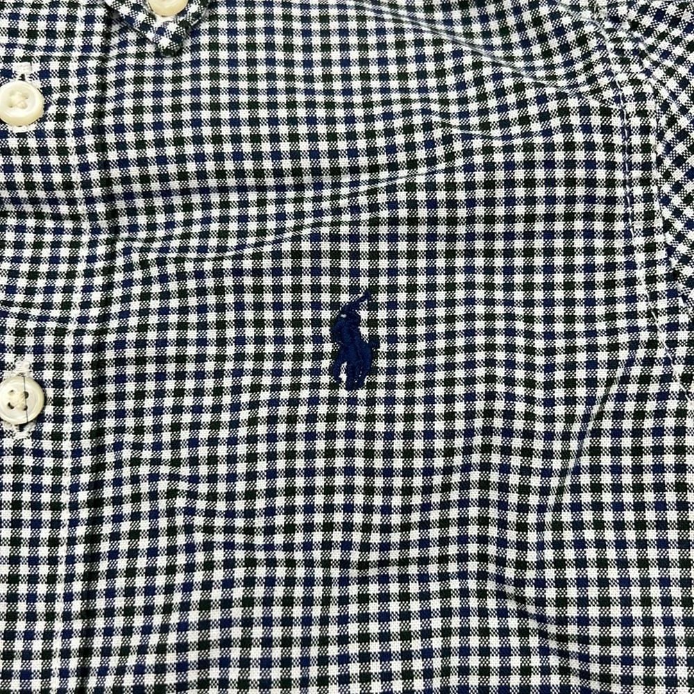 Ralph Lauren Black and Blue Plaid Button Down Sz 4